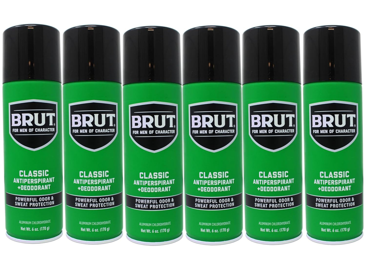 Brut Deodorant Classic Scent 6oz Aerosol 6 Pack for Men