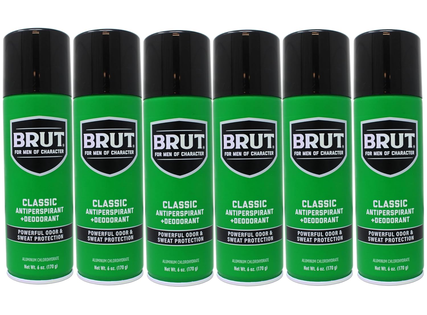 Brut Deodorant Classic Scent 6oz Aerosol 6 Pack for Men
