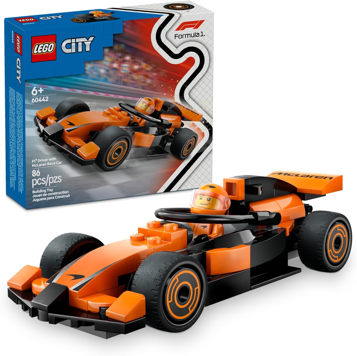 LEGO F1 Driver McLaren Race Car Toy - Buildable F1 Collectible for Kids 6+ - Gift Idea