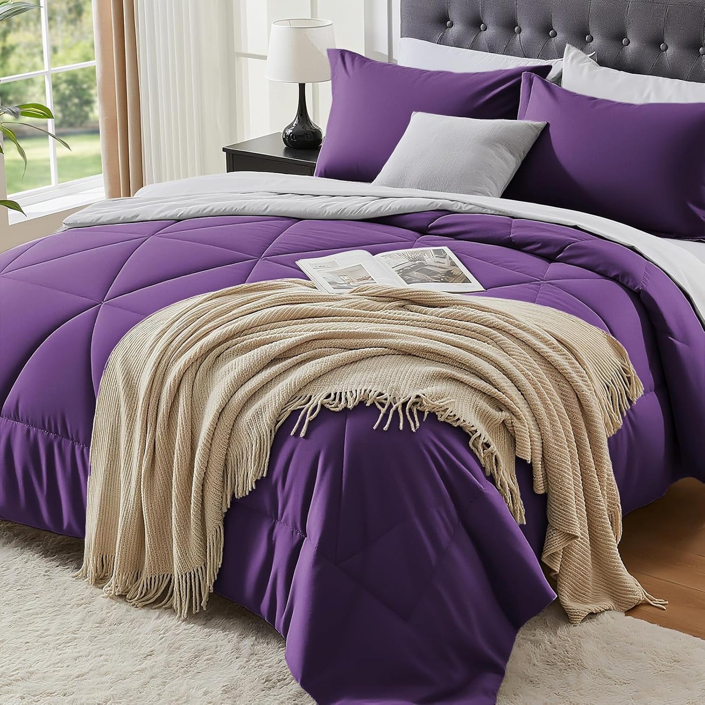 BEDELITE Full Comforter Set 7 Pieces Cozy Luxury Bedding Set
