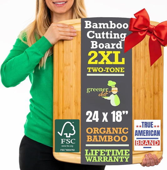 Extra Large Bamboo Cutting Board for Kitchen and Charcuterie
