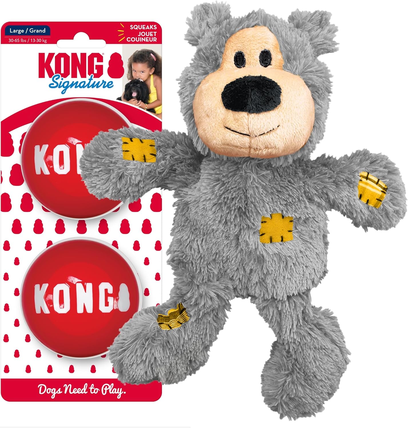KONG Wild Knots Bear & Balls (2 Pack) - Ultimate Durability for Large Dogs