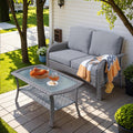 HOOOWOOO Patio Loveseat Set - High Back 2-Seater with Table