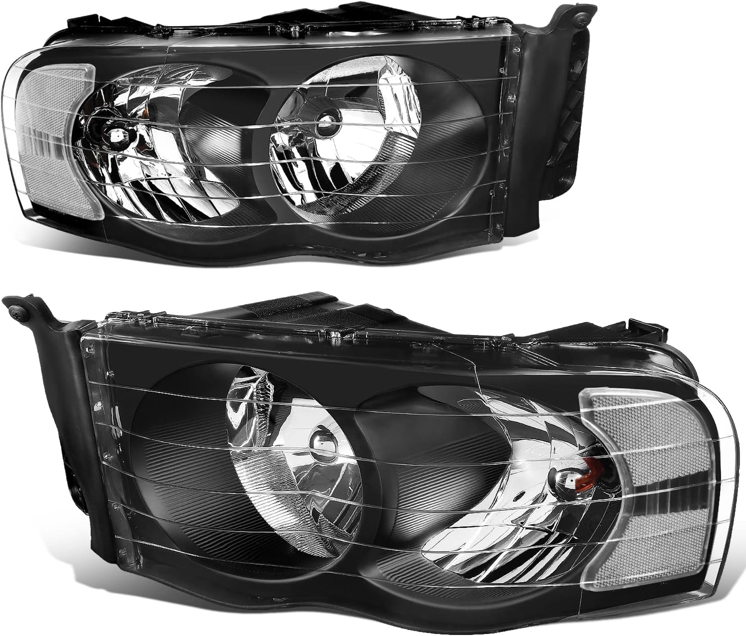 Black Housing Clear Corner Headlights for Dodge Ram 1500 2500 3500