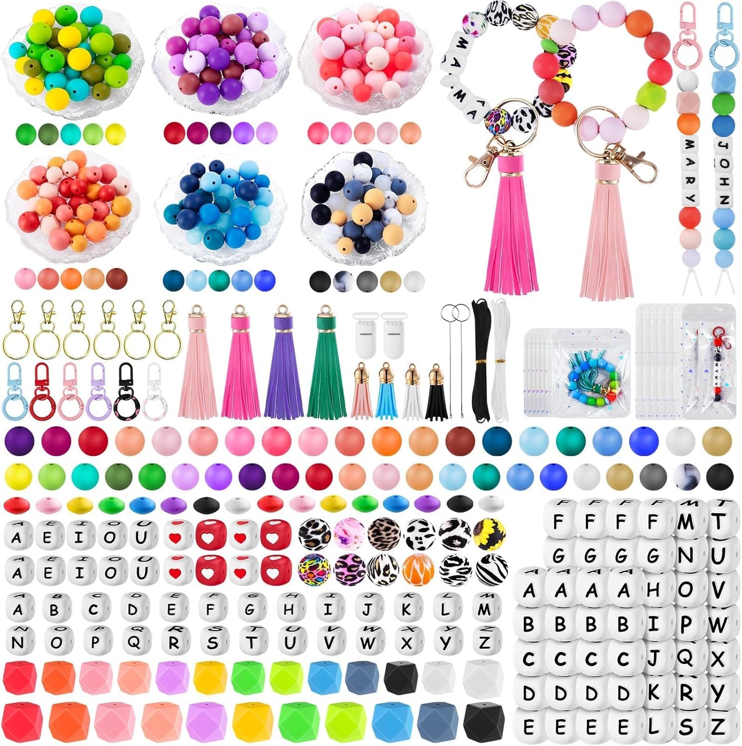 392 Pcs Silicone Beads for Keychain Making Kit - Perfect for Gifts