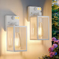 2 Pack White Motion Sensor Outdoor Wall Lights - Dusk to Dawn