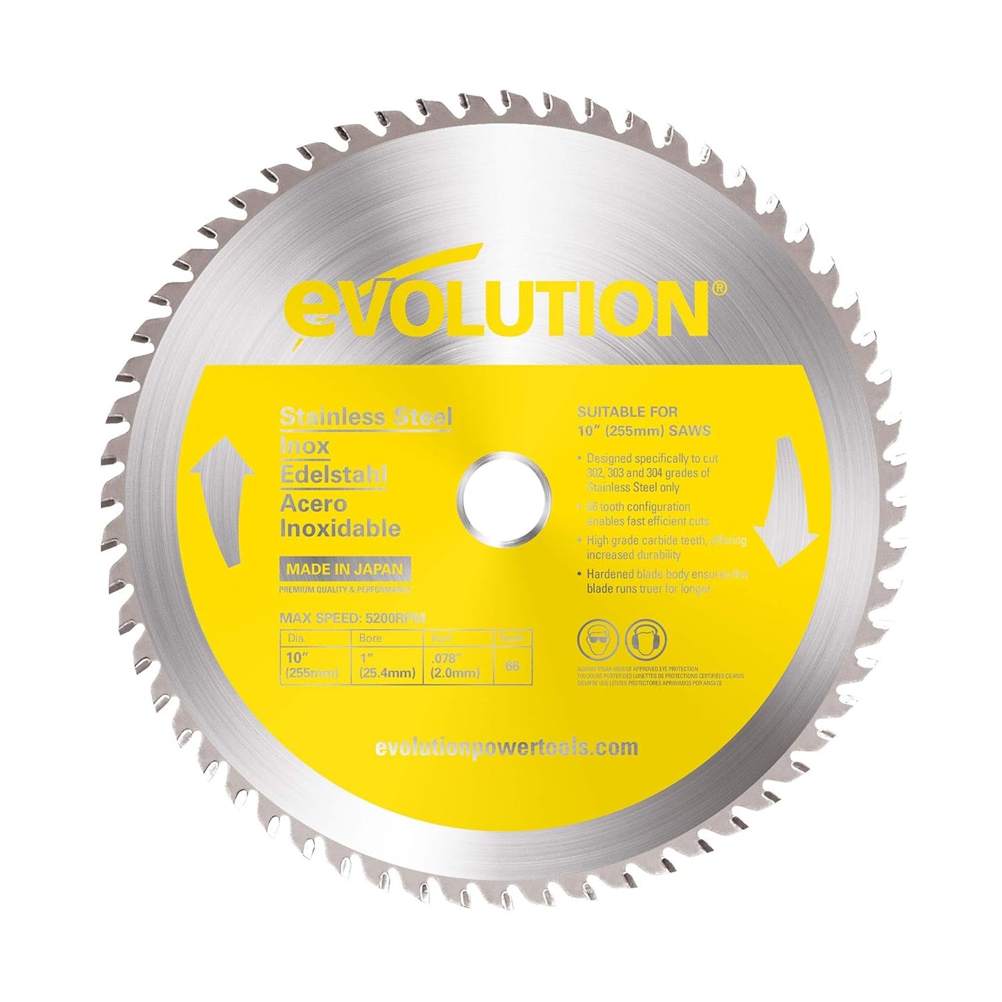 Evolution Power Tools 10-Inch Stainless Steel Cutting Saw Blade