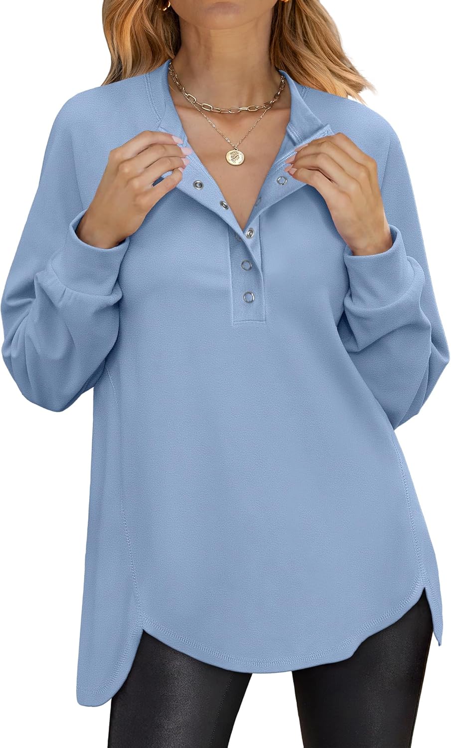 ANRABESS Women's Long Sleeve Henley Tops for Casual Style