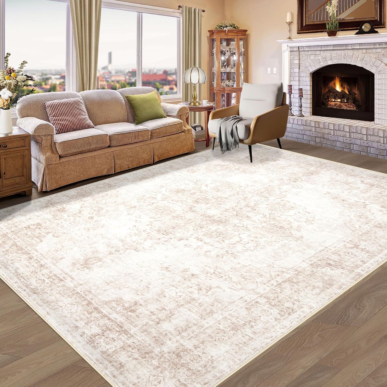 Vintage Living Room Area Rug - 6x9 Soft Non-Slip Carpet