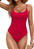 One Piece Swimsuit Scoop Neck Slimming High Cut Cheeky - Flattering