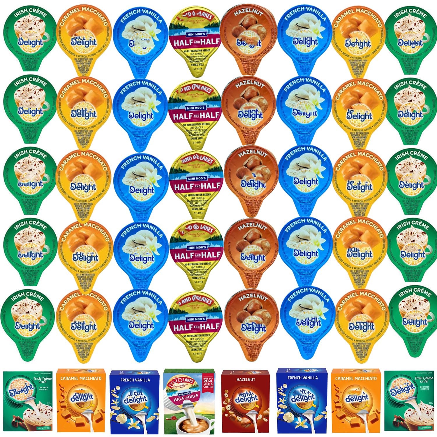 Delightful Mini Creamers Variety Pack - 5 Flavors, 50 Pack