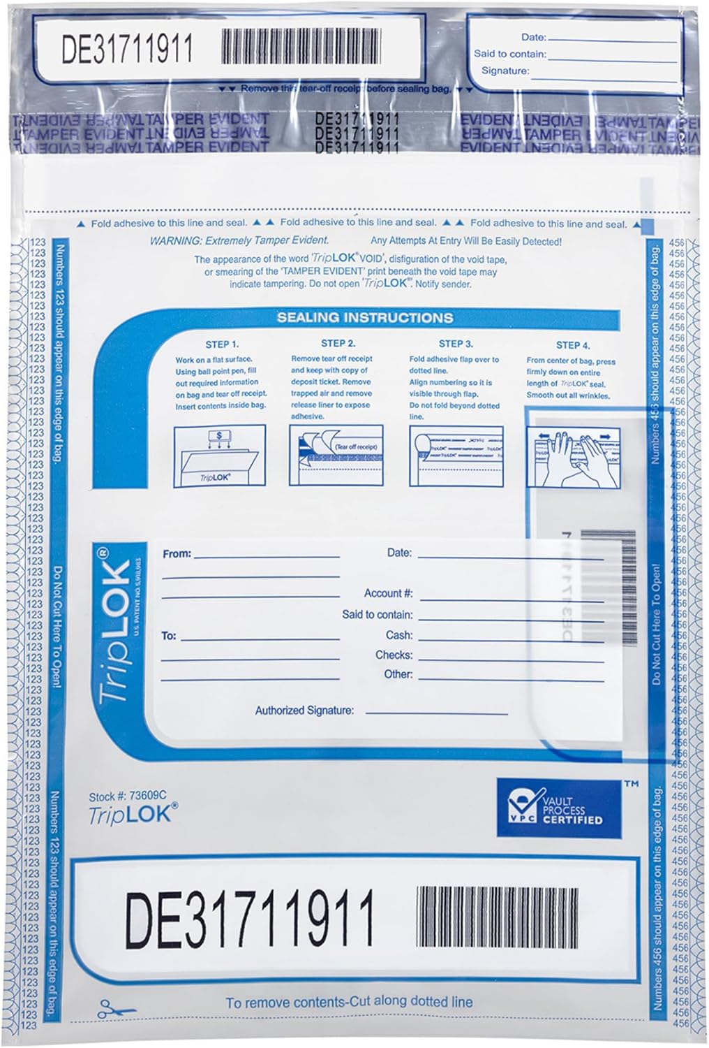 ControlTek Tamper-Evident Deposit Bags for Cash Handling