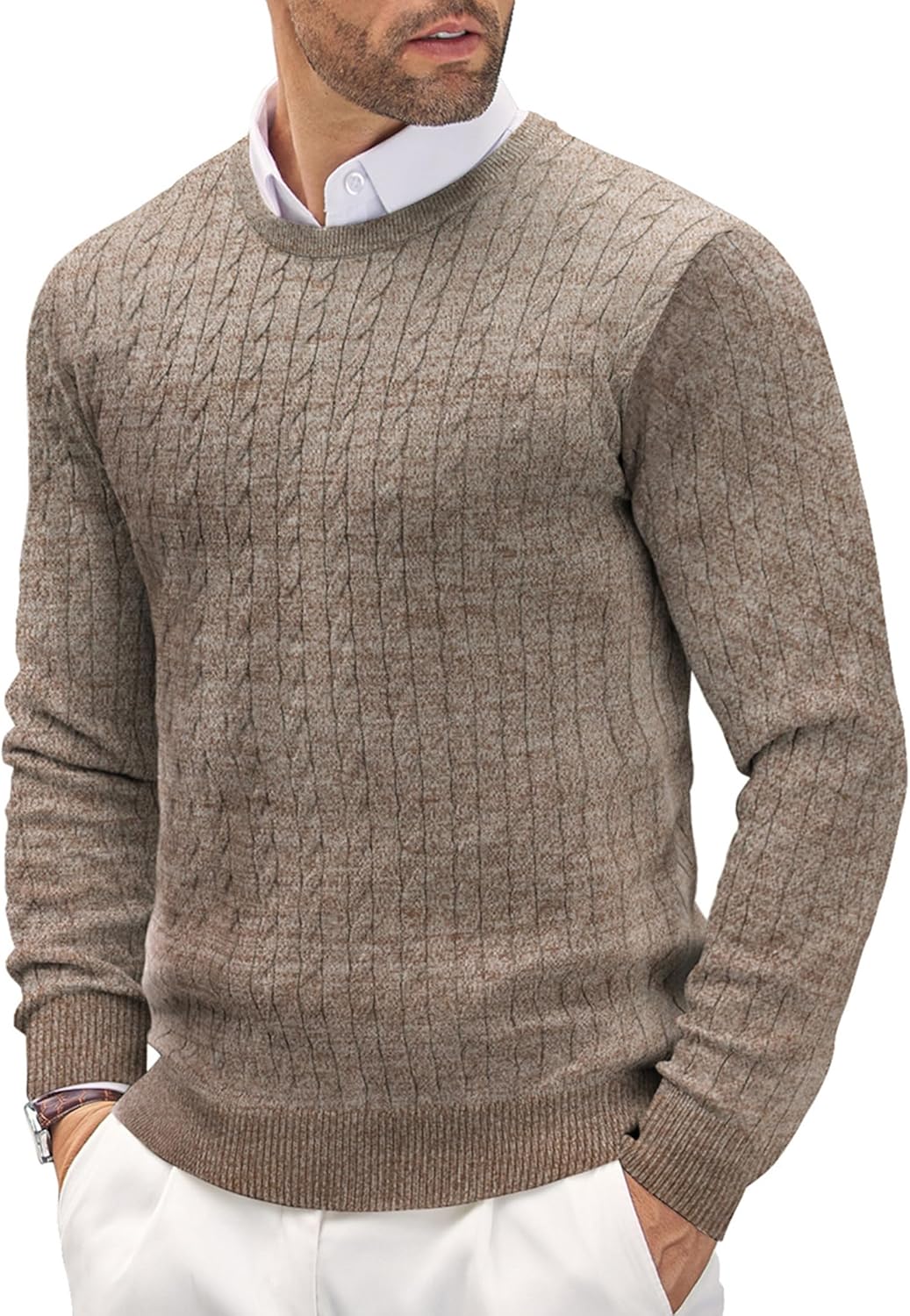 COOFANDY Men's Crewneck Knit Sweater for Stylish Comfort