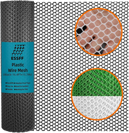 Essential Black Netting - Multi-Use Pet & Garden Fence - 15.7IN x 16.4FT