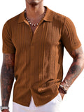 Men's Knit Short Sleeve Button Down Polo Shirt (Style 9RV7)