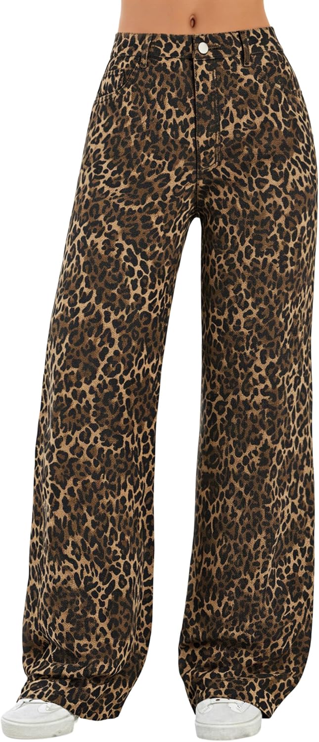 EMMIOL Women's Wide Leg Jeans Distress Mid Waist Vintage Y2K