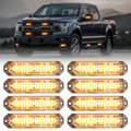 8-Pcs Amber 12 LED Sync Feature Emergency Strobe Grille Lights - Ultra