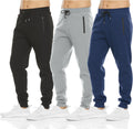 Mens 3 Pack Fleece Jogger Sweatpants for Men - Zipper Pocket Pack