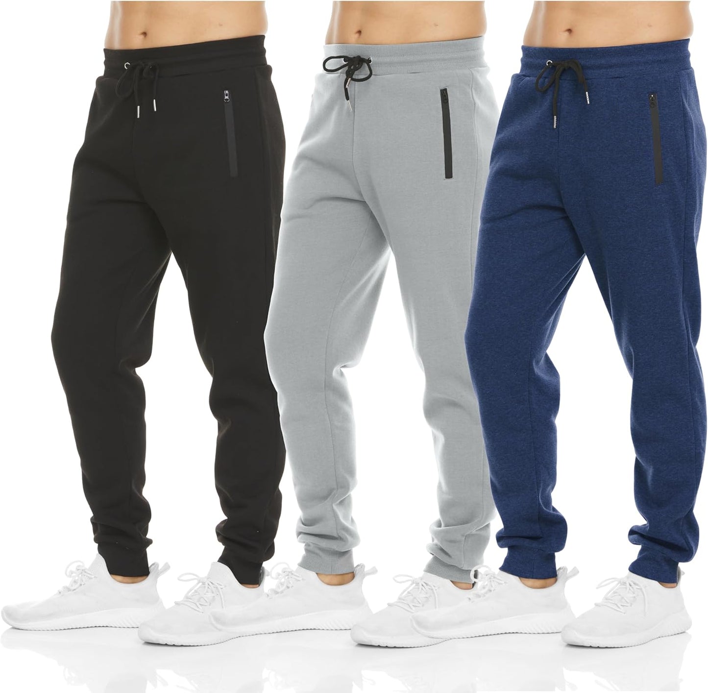 PURE CHAMP Mens Fleece Jogger Sweatpants with Zipper Pockets
