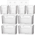 8 Pcs Storage Organizer Bins Wall Mounted Clear - Space Saving
