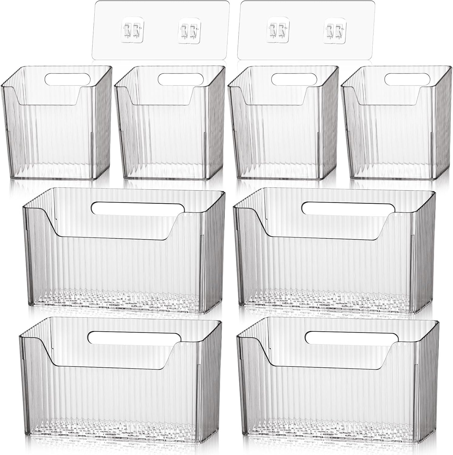 8 Pcs Wall Mounted Storage Organizer Bins for Kitchen and Bathroom