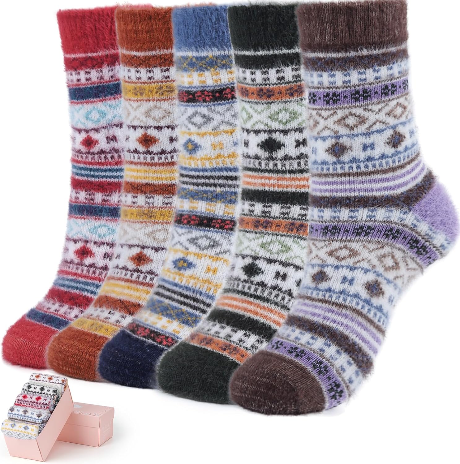 Cozy Fuzzy Socks for Women - Warm Soft Winter Wool Socks