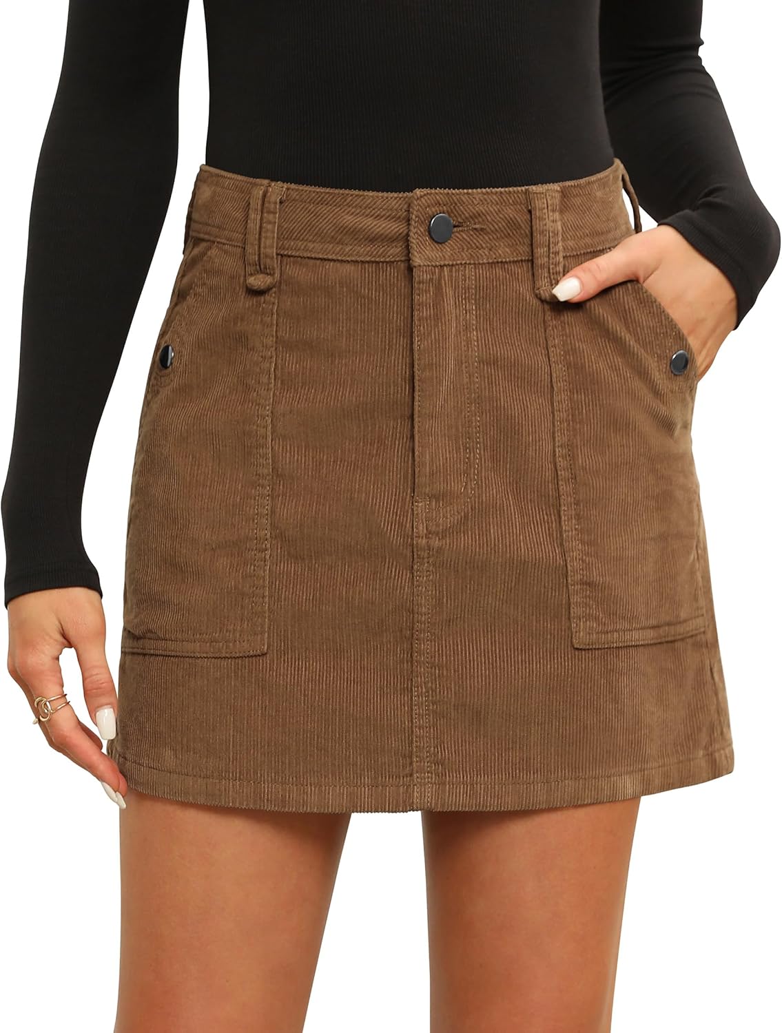 Fengbay Corduroy Skirt for Women: Casual High Waist A-Line Mini