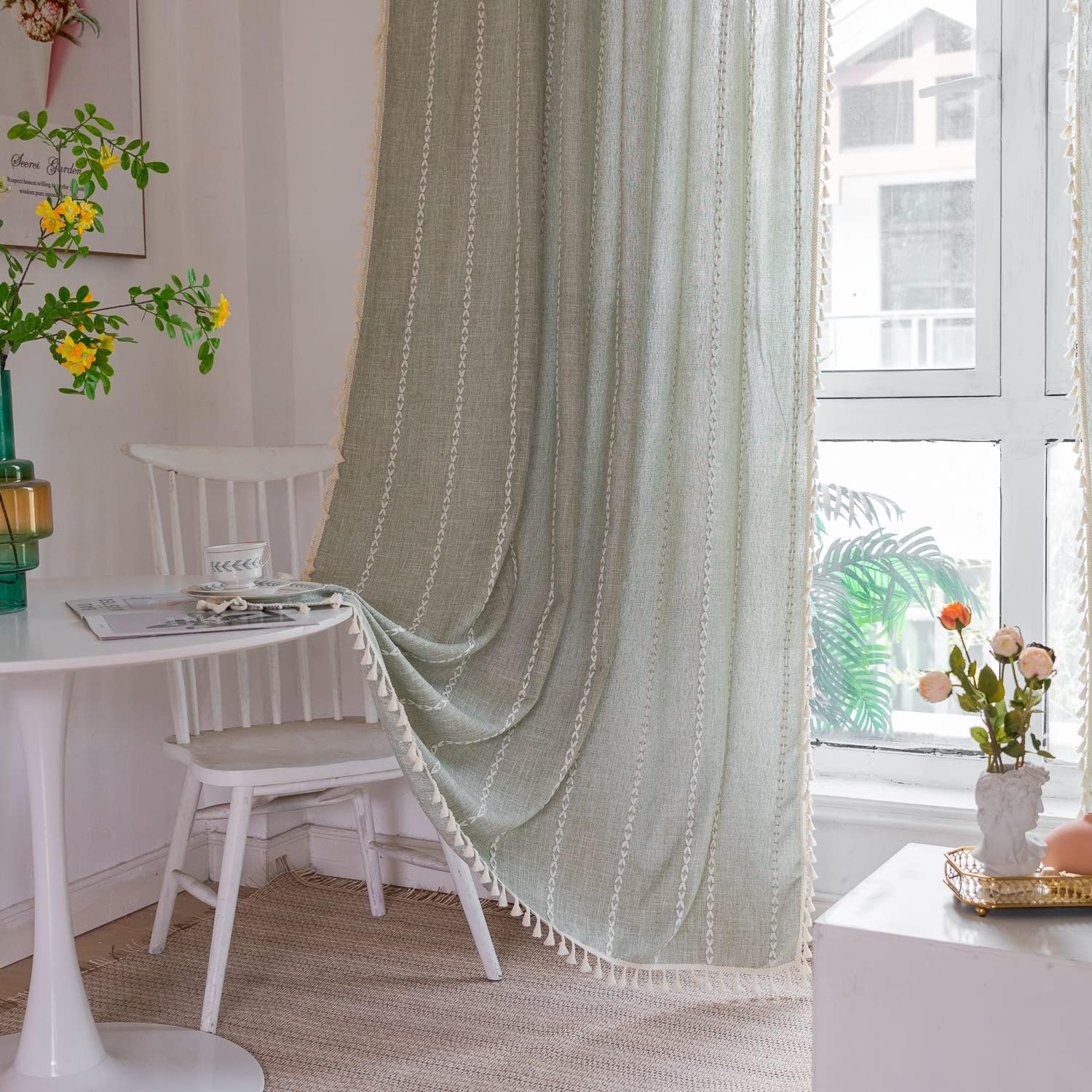 Boho Curtains 96 Inches Long for Bedroom and Living Room Decor