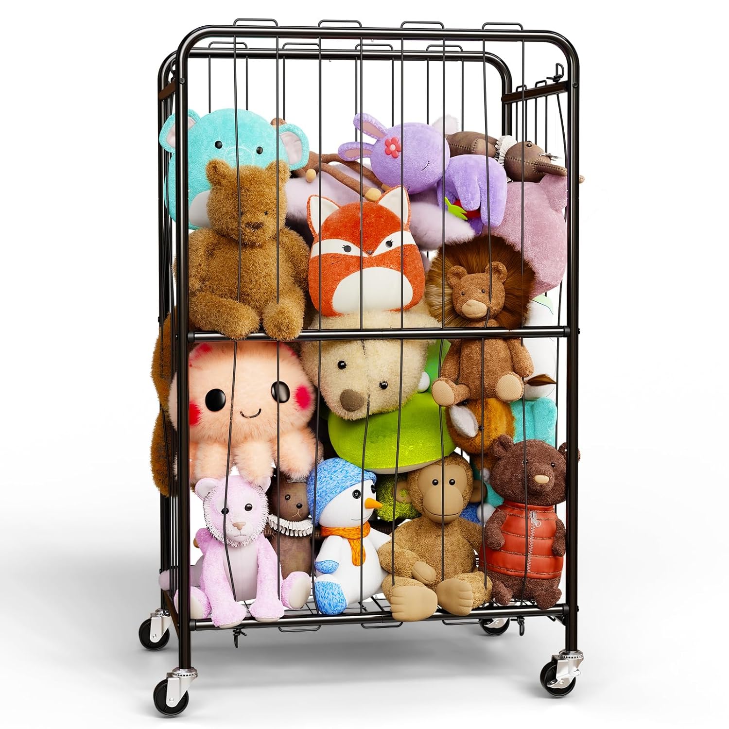 250L Stuffed Animal Storage with Wheels for Kids' Toys