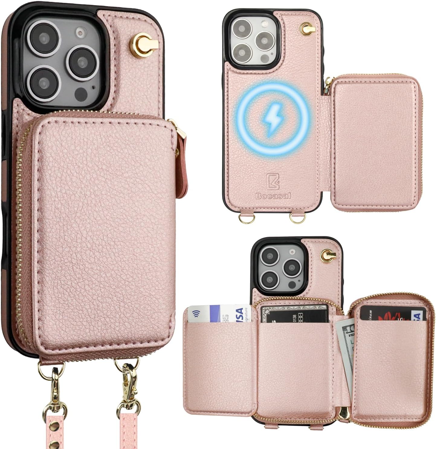 Bocasal MagSafe Crossbody Wallet Case for iPhone 16 Pro