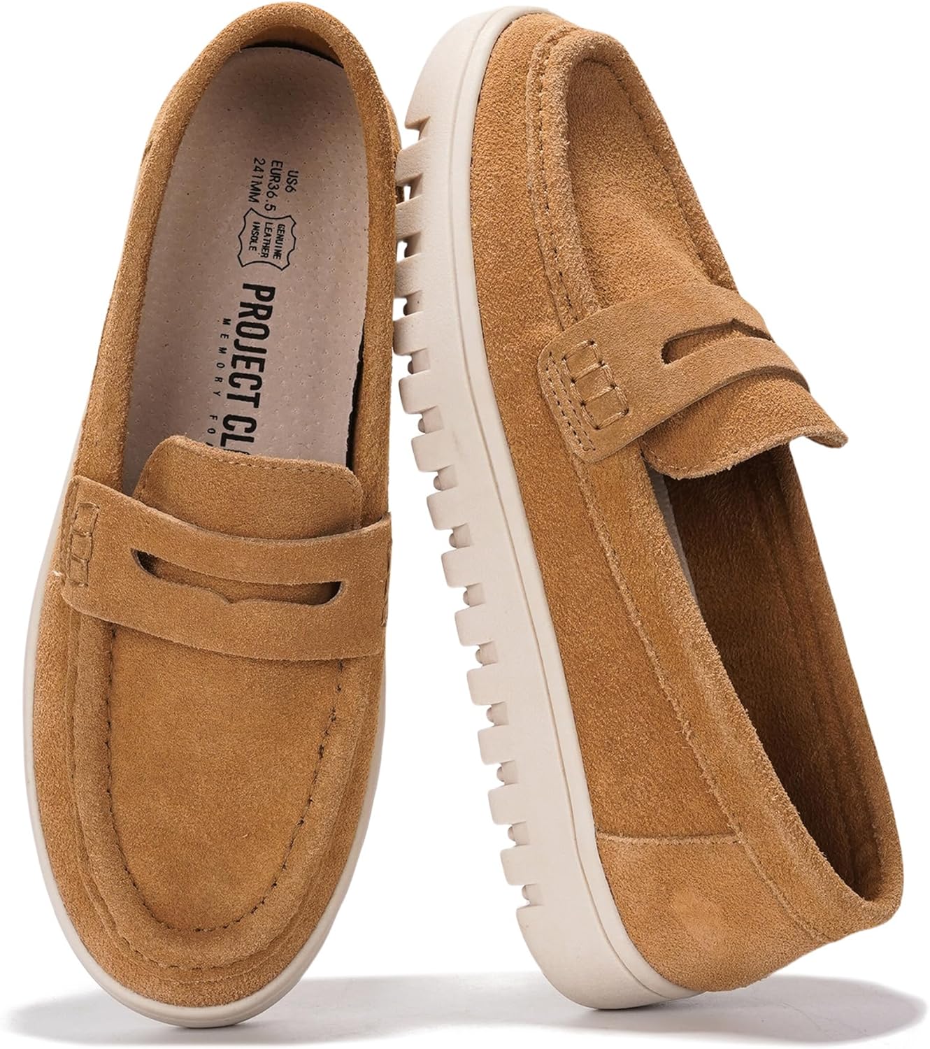Project Cloud Genuine Leather Loafers for Women with Memory Foam