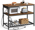 VASAGLE Kitchen Island with Power Strip and 3 Shelves for Storage