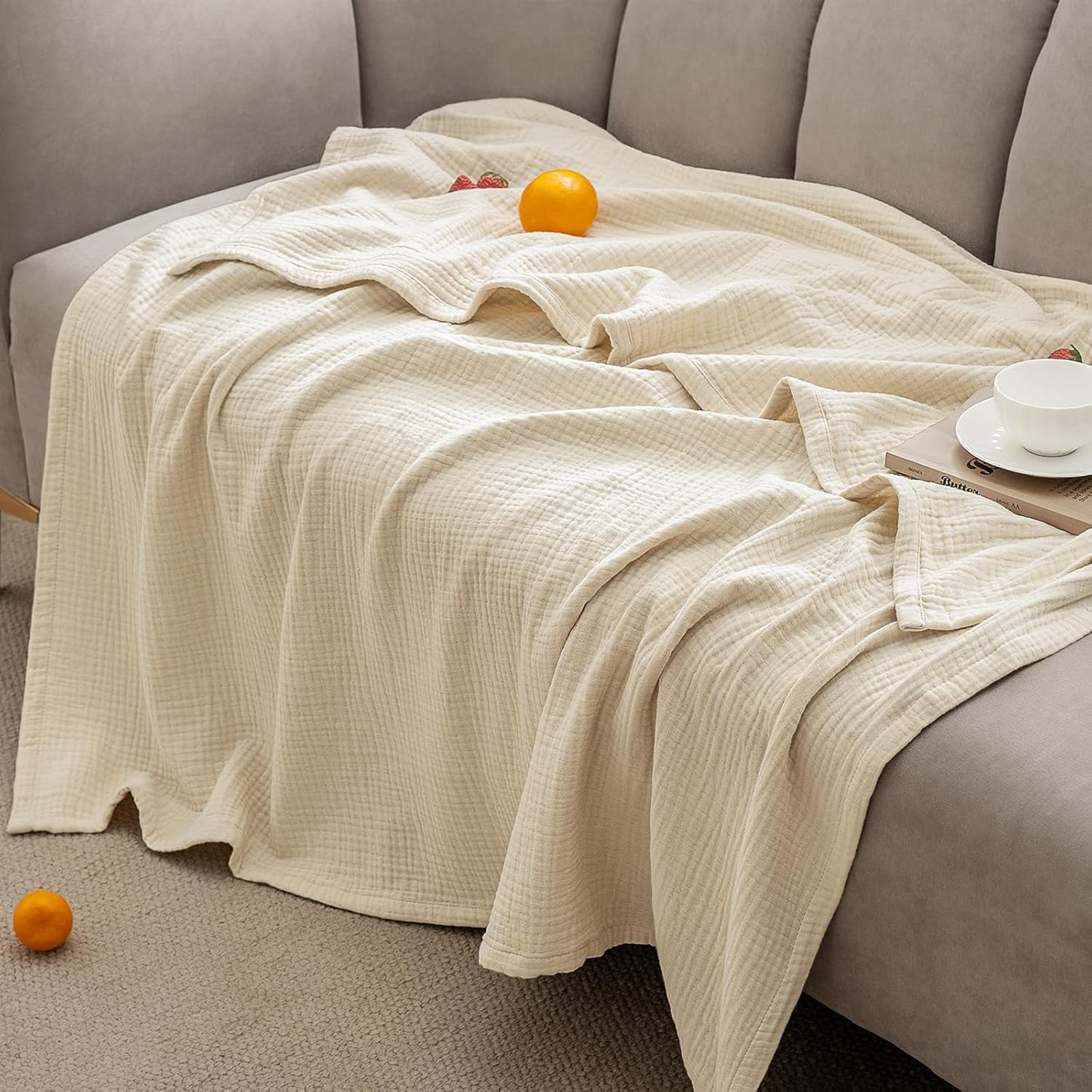 PHF 100% Cotton Muslin Blanket for Cozy Comfort and Style