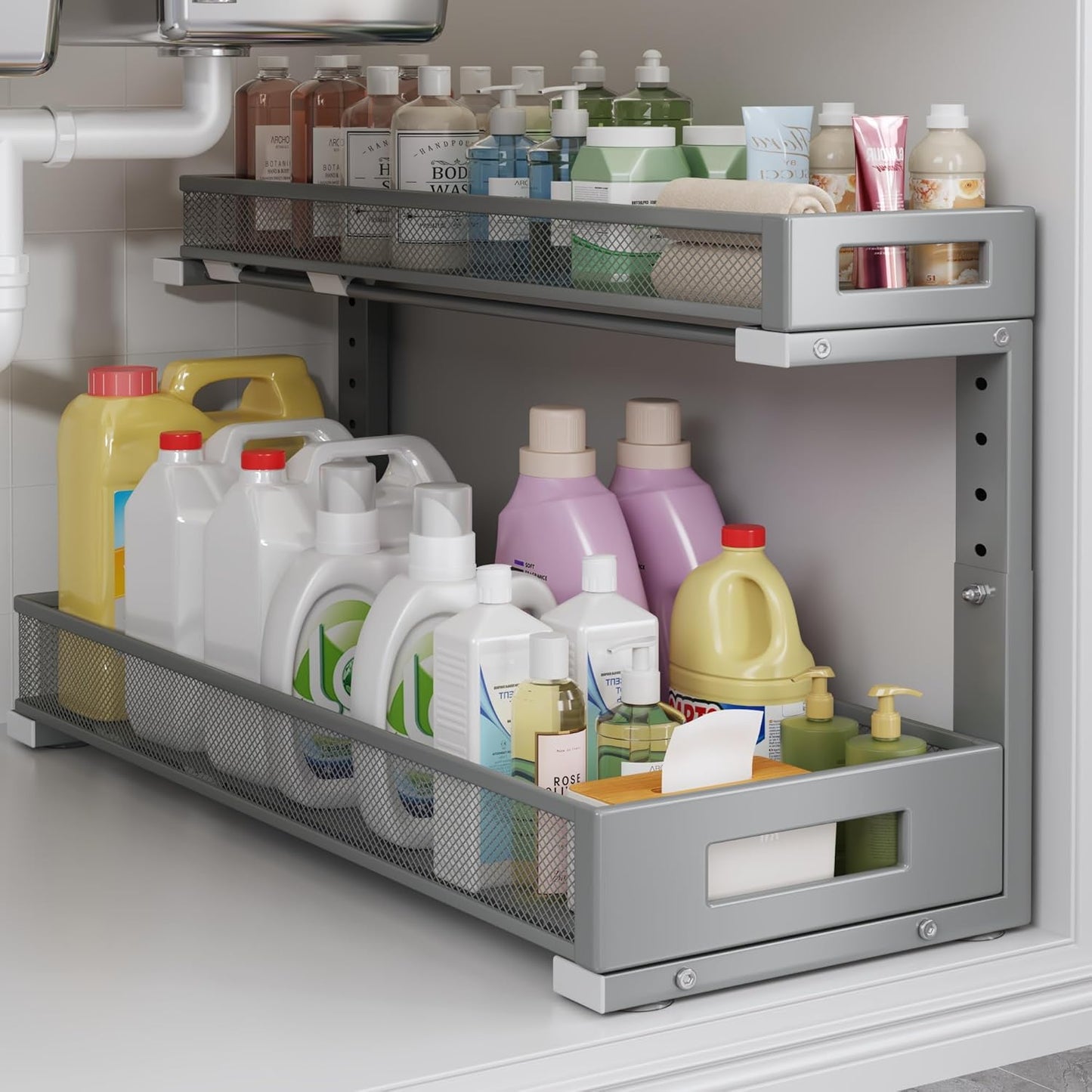 20.47in Depth Under Sink Storage Organizer for Kitchen and Bathroom