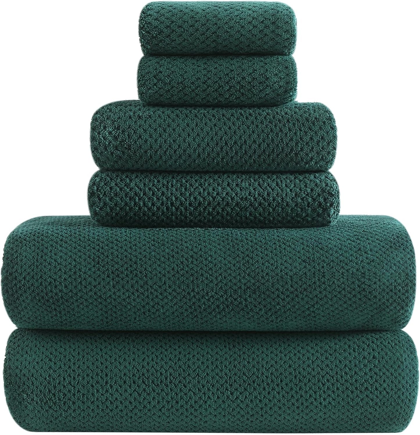 Extra Large Dark Green Bath Towels Set of 6 for Ultimate Comfort