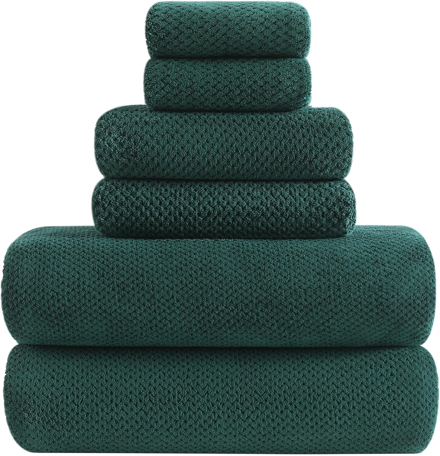 Extra Large Dark Green Bath Towels Set of 6 for Ultimate Comfort