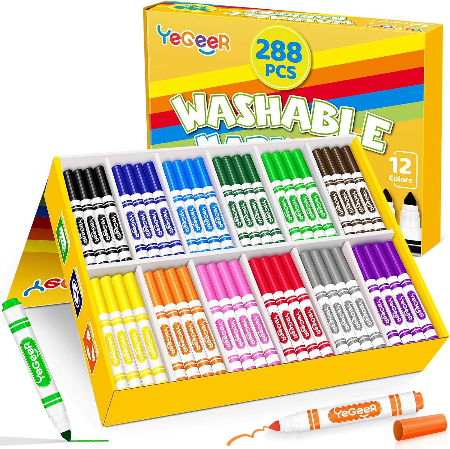 288 Count Washable Markers Bulk for Kids and Classroom Supplies