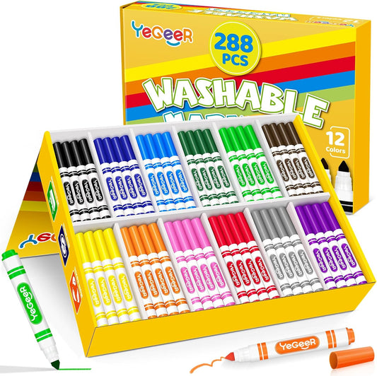 288 Count Washable Markers Bulk for Kids and Classroom Supplies
