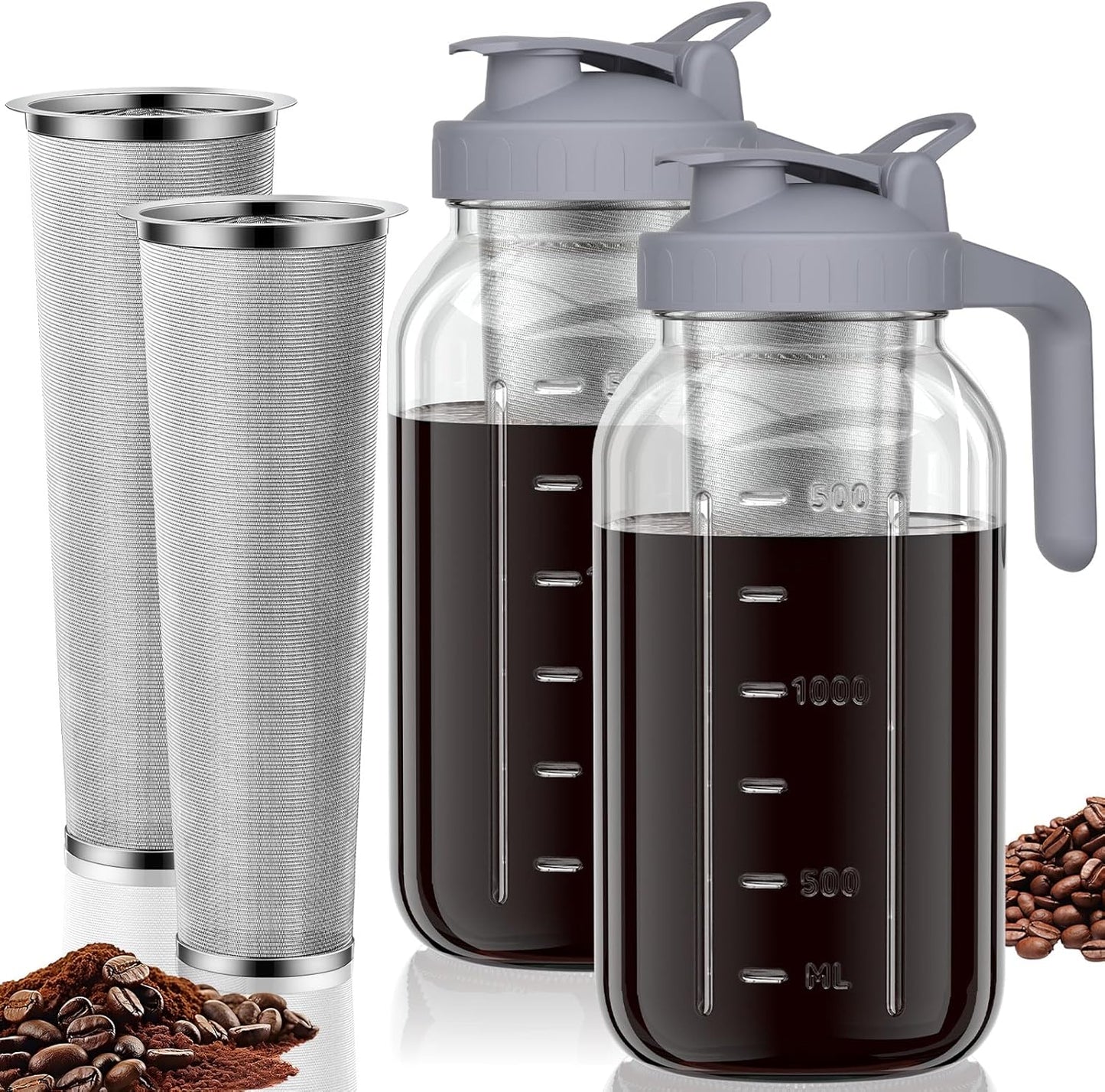 Cold Brew Coffee Maker Jar - 64oz Thick Glass Pitcher