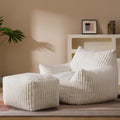Oversized Bean Bag Chaise Lounge Chair Indoor for Adults - Comfy Beige