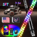 RGB LED Whip Light 2PCS 3FT - App & Remote Control Night Visibility