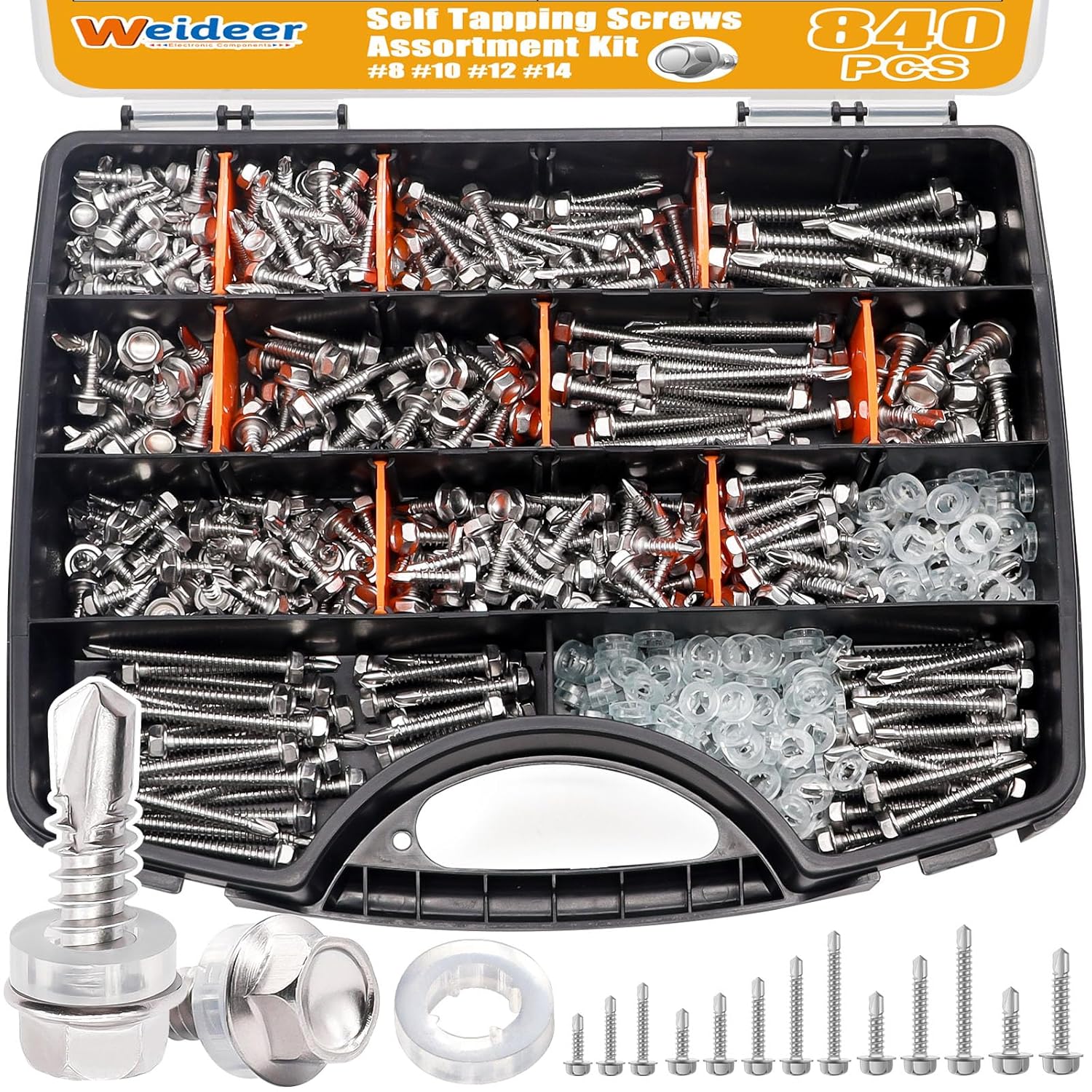 Self Tapping Screws for Metal - 840pcs Stainless Steel Kit