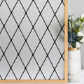 Frosted Black Lattice Window Film Static Cling Privacy Film - Heat