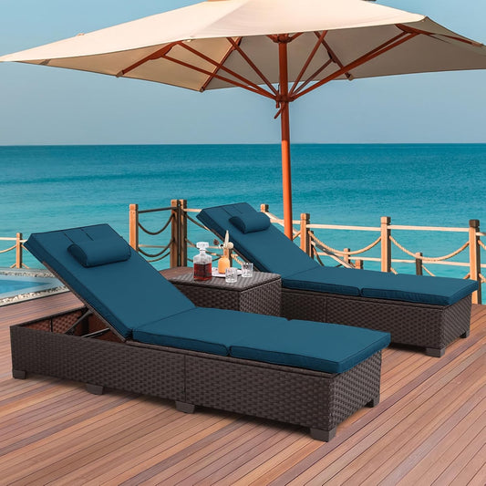 Outdoor PE Wicker Chaise Lounge Set for Ultimate Relaxation