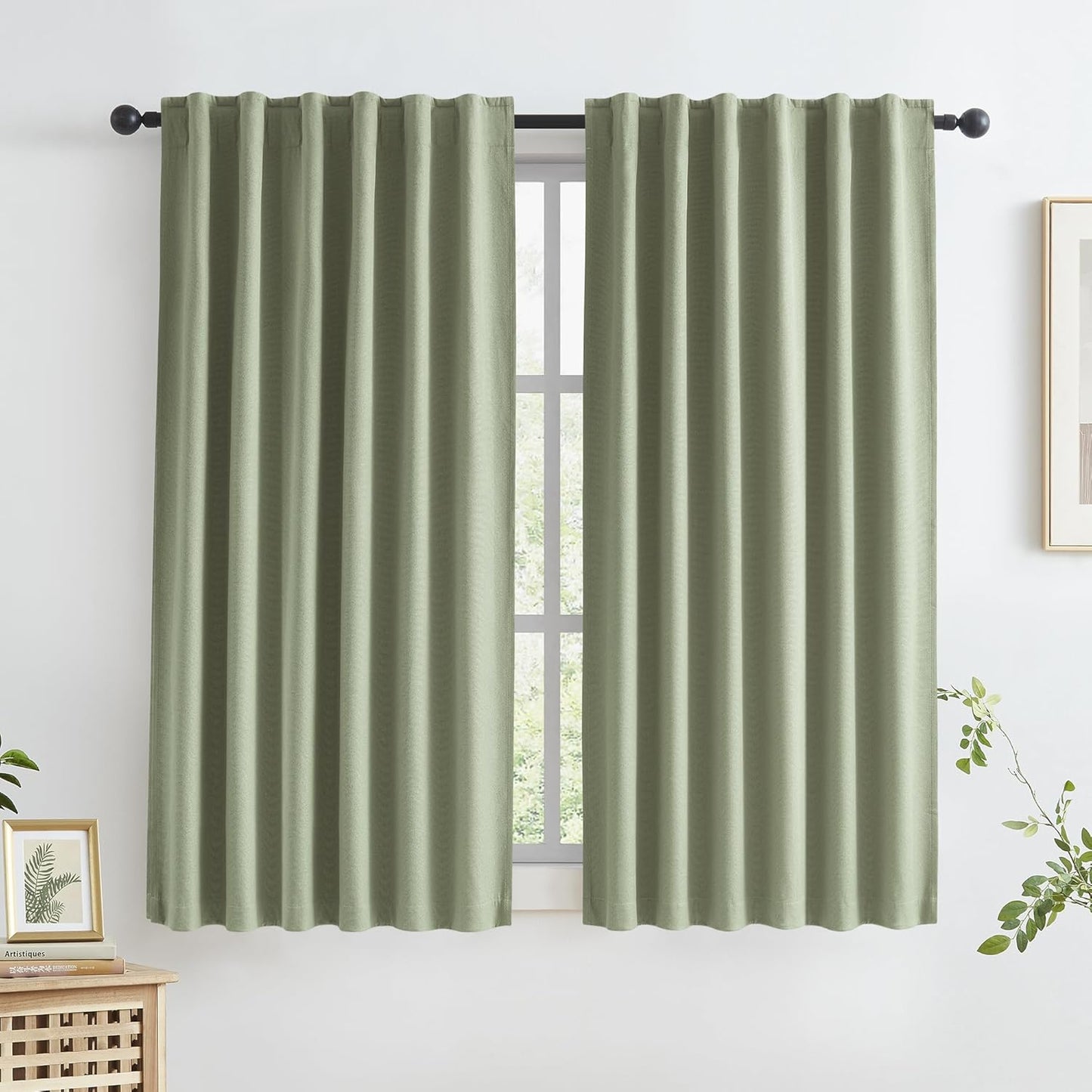Blackout Linen Curtains for Bedroom - Thermal Insulated Drapes