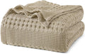 King Size Cotton Waffle Weave Blanket Khaki - Soft All-Season Comfort