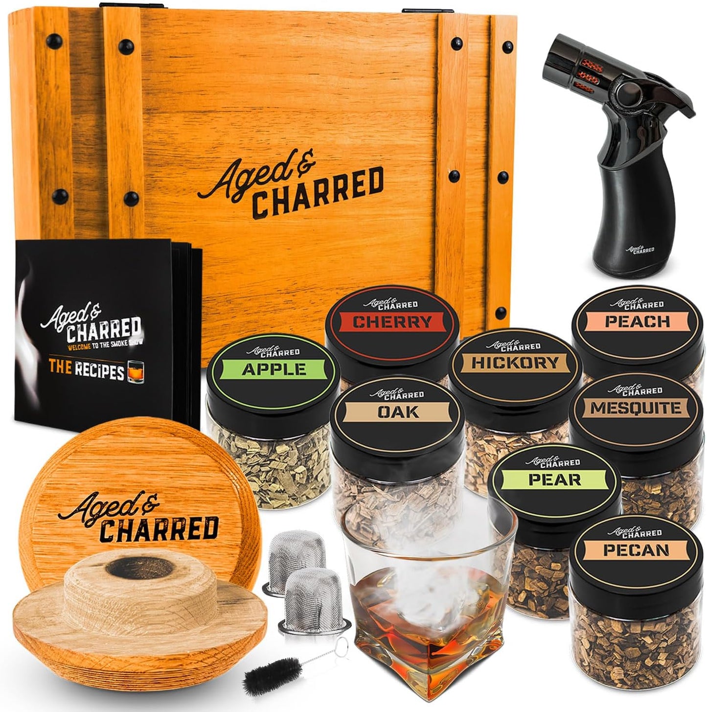 Cocktail Smoker Kit with Torch & Wood Chips for Whiskey Lovers