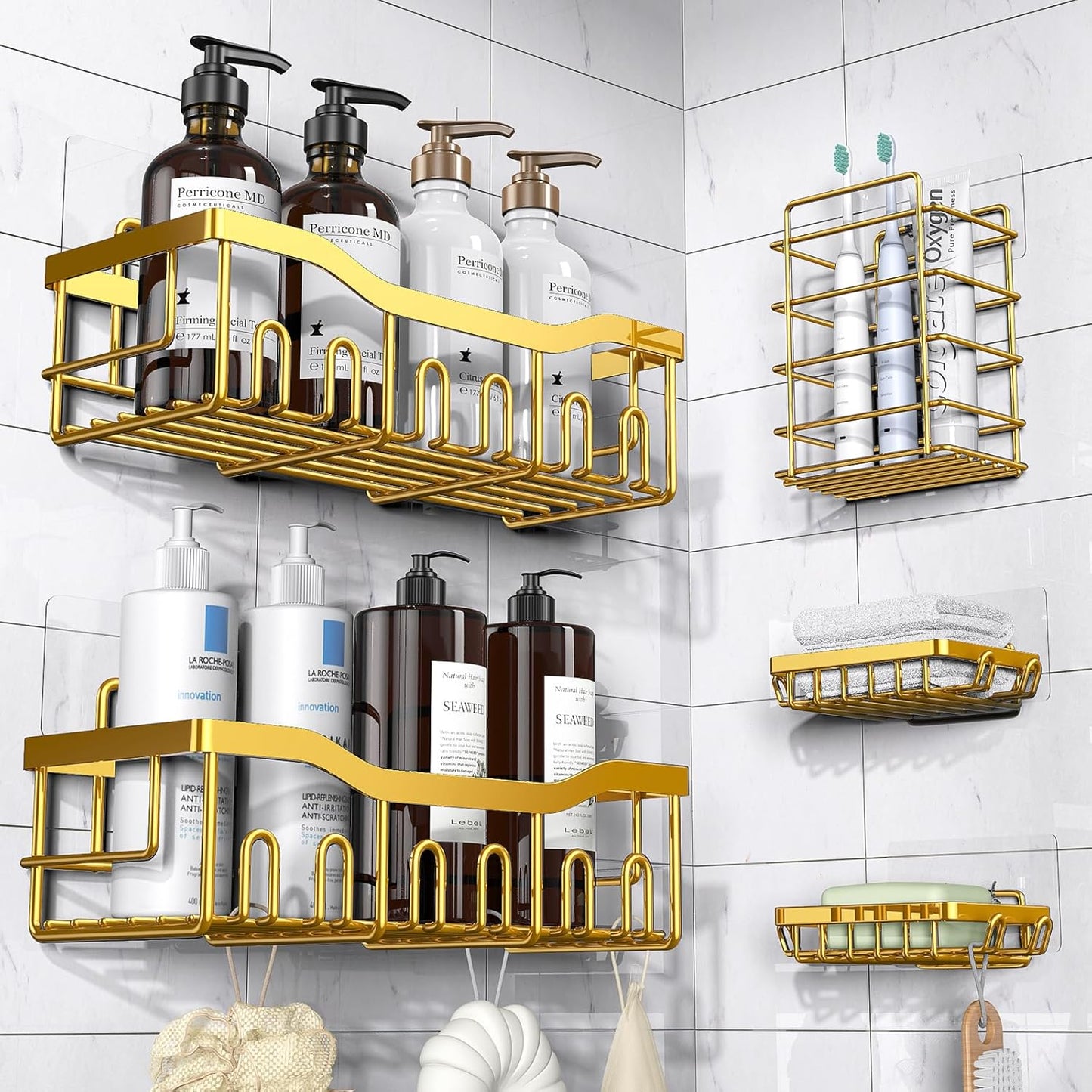 5-Pack Rustproof Stainless Steel Shower Caddy for Easy Storage