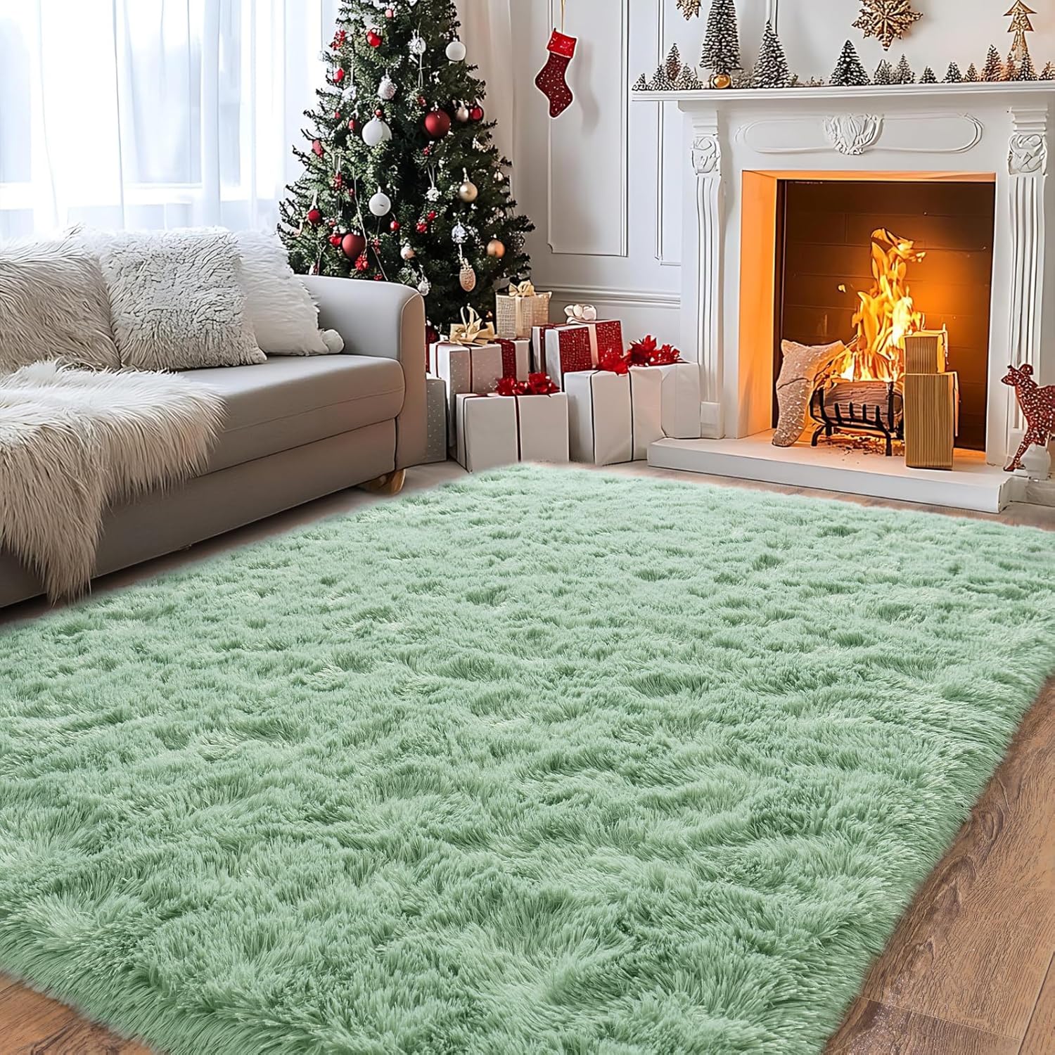 Fluffy Large Rug for Living Room 6x9 Feet, Soft Shag Carpet