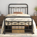 Twin Metal Platform Bed Frame with Vintage Headboard - Black